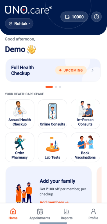 UNO.care employee mobile app