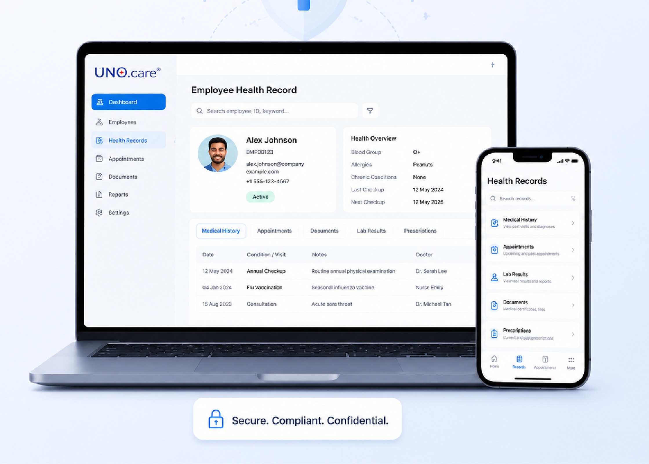 Centralised digital health records dashboard